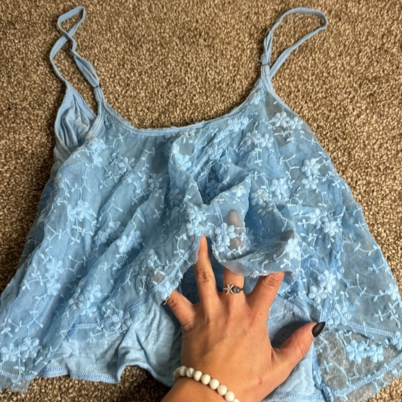 Blue Lace Open Back Tank Top Hollister - Picture 2 of 3